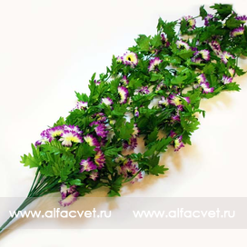 искусственные цветы куст ромашек цвета фиолетовый с белым 15