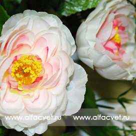 искусственные цветы подставка камелии цвета белый с розовым 19