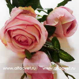 искусственные цветы ветка роз цвета розовый 5