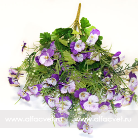 искусственные цветы анютины глазки цвета фиолетовый с белым 15
