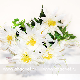 искусственные цветы астры с папоротником цвета белый 6