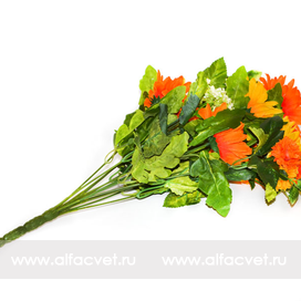 искусственные цветы астра с добавкой гвоздики и кашка цвета оранжевый с красным 65