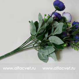 искусственные цветы букет камелий с добавкой травка цвета синий 12