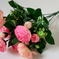 искусственные цветы букет камелий с добавкой травка цвета розовый 5