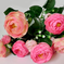 искусственные цветы букет камелий с добавкой травка цвета розовый 5