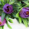 искусственные цветы букет камелий с крупными листьями цвета фиолетовый и темно-фиолетовый 27