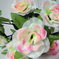 искусственные цветы букет роз цвета белый с розовым 19