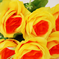 искусственные цветы букет роз цвета желтый с оранжевым 17