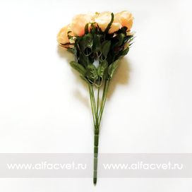 искусственные цветы букет роз с добавкой фиалка цвета кремовый 24