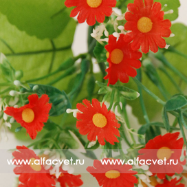 искусственные цветы фиалка-ромашка цвета красный 4