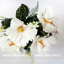 искусственные цветы гибискус (китайская роза) цвета белый 6