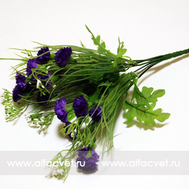 искусственные цветы гвоздики с добавкой кашка цвета фиолетовый 7