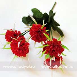 искусственные цветы букет гвоздик с добавкой осока цвета красный 4