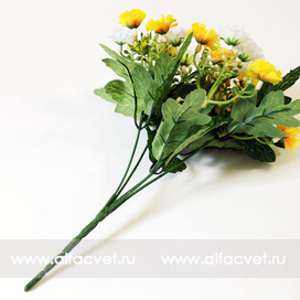 искусственные цветы гвоздика (турецкая) цвета белый с желтым 13