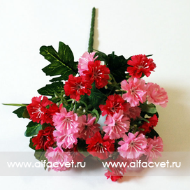 искусственные цветы гвоздика (турецкая) цвета светло-розовый с красным 54