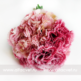 искусственные цветы букет гвоздик цвета темно-розовый с розовым 45