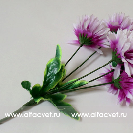 искусственные цветы букет хризантем шарики цвета фиолетовый с белым 15