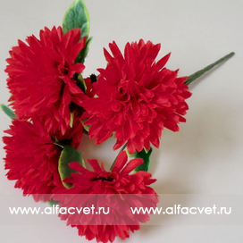 искусственные цветы букет хризантем шарики цвета красный 4
