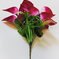 искусственные цветы букет каллы цвета красный с малиновым 49