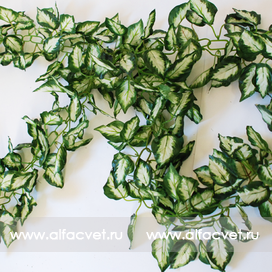 искусственные цветы лианы цепь цвета зеленый с белым 34