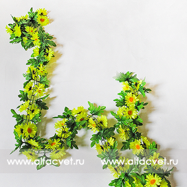 искусственные цветы цепь лиана с ромашками цвета желтый 1