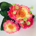 искусственные цветы букет маргаритка-фиалка с добавкой цвета желтый с розовым 18
