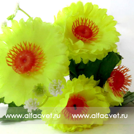 искусственные цветы букет маргаритка-фиалка с добавкой цвета салатовый 39