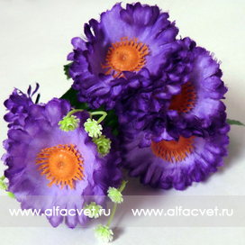 искусственные цветы букет маргаритка-фиалка с добавкой цвета фиолетовый 7