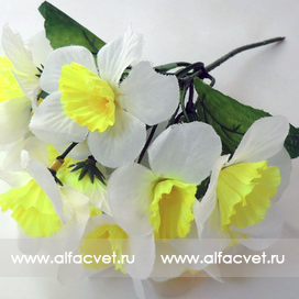 искусственные цветы нарциссы цвета белый с желтым 13