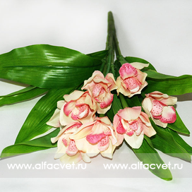 искусственные цветы орхидеи цвета розовый с белым 14