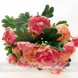 искусственные цветы букет пионов цвета кремовый с розовым 56