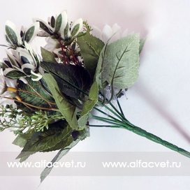 искусственные цветы букет подсолнухов с добавкой травка цвета белый 6