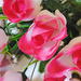 искусственные цветы букет роз цвета розовый с белым 14
