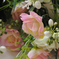 искусственные цветы розы цвета белый с розовым 19