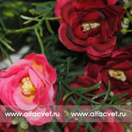 искусственные цветы розы цвета красный с розовым 42