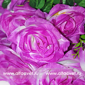 искусственные цветы букет роз цвета фиолетовый с белым 15
