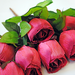 искусственные цветы букет роз цвета темно-розовый 10