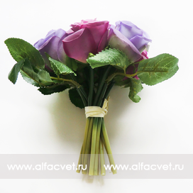искусственные цветы букет роз цвета фиолетовый с сиреневым 50