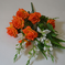 искусственные цветы букет роз с гладиолусом и папоротником цвета оранжевый 2