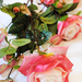 искусственные цветы ветка роз цвета розовый с белым 14