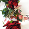 искусственные цветы ветка роз цвета красный с розовым 42