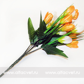искусственные цветы тюльпаны цвета оранжевый с белым 16
