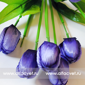 искусственные цветы букет тюльпанов цвета фиолетовый с белым 15