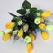 искусственные цветы букет тюльпанов с добавкой травка-ромашка цвета белый с желтым 36